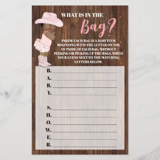 Was ist in der Bag OM Cowgirl Baby Shower Game Kar Flyer