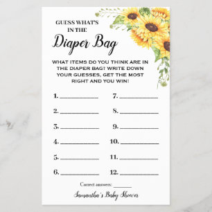 Was ist in der Windeltasche Baby Shower Spielkarte Flyer