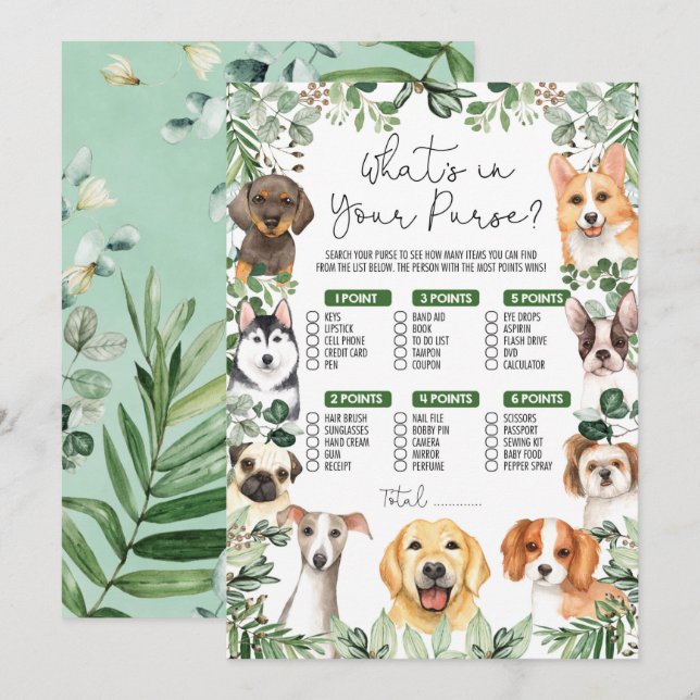 Was ist in Ihrem Puppy-Baby-Duschspiel? Einladung (Vorne/Hinten)