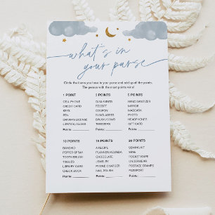 Was ist in Ihrer Purse Baby Shower Game Twinkle St Einladung