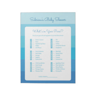 Was ist in Ihrer Purse Blue Ombre Babydusche? Notizblock