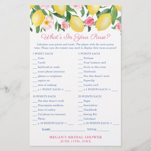 Was ist in Ihrer Tasche Positano Lemons Spielkarte Flyer (Vorne)