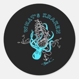Was ist Kraken Lustiger Oktopus Seeungeheuer Grafi Runder Aufkleber