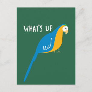 Was ist los Blau Gelbe Ara Papagei Tropenvogel Postkarte