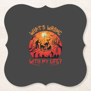 Was ist los Leben Halloween Schwarze Katzen Zombie Untersetzer