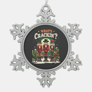 Was ist los Nussknacker Kaktus Weihnachten Lustig Schneeflocken Zinn-Ornament