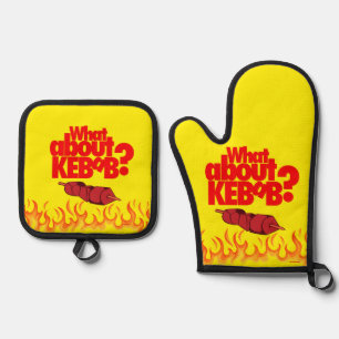 Was ist mit Kebab? Skewered Meat Ofenhandschuh & Topflappen-Set