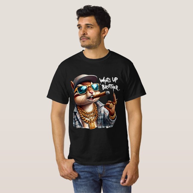 was ist oben Bruder Eichhörnchen Rauchen Zigar T-Shirt (Vorne ganz)