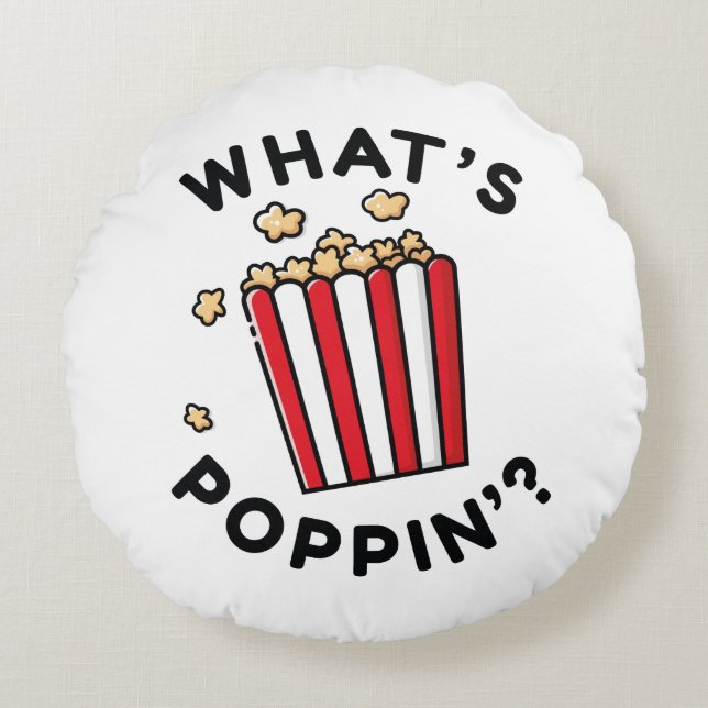 Was ist Poppin? Rundes Kissen (Vorderseite)