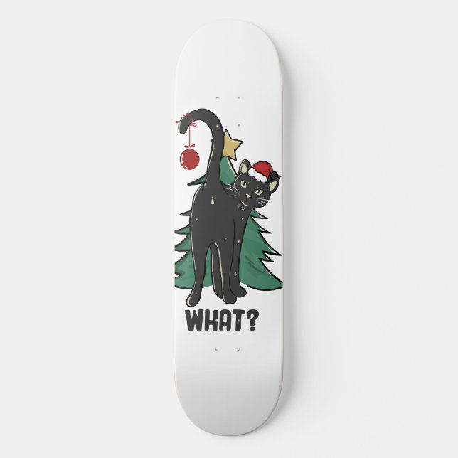 Was ist? Weihnachts-Schwarzkatzenaufenthalt Skateboard (Vorderseite)