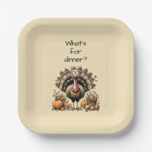 Was ist zum Abendessen? Quirky-Türkei-Erntedank Pappteller