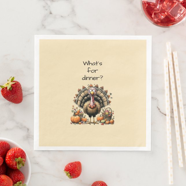 Was ist zum Abendessen? Quirky-Türkei-Erntedank Serviette (Beispiel)