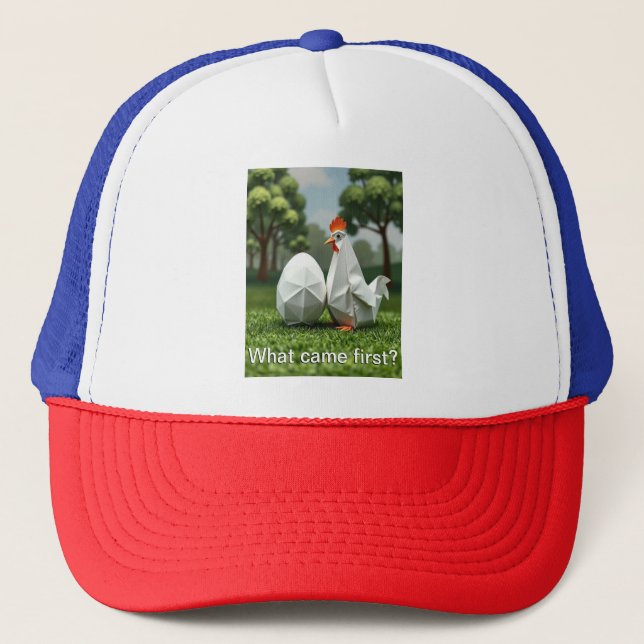 Was kam zuerst, das Huhn oder das Ei? Truckerkappe (Vorderseite)