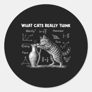 Was Katzen wirklich lustig finden Katzenphysik Wis Runder Aufkleber