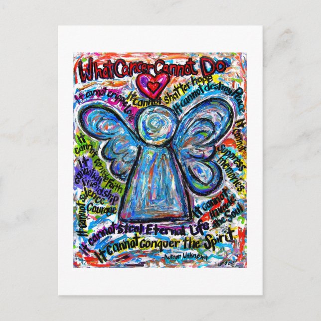 Was Krebs nicht tun kann Gedicht Angel Art Postkar Postkarte (Vorderseite)
