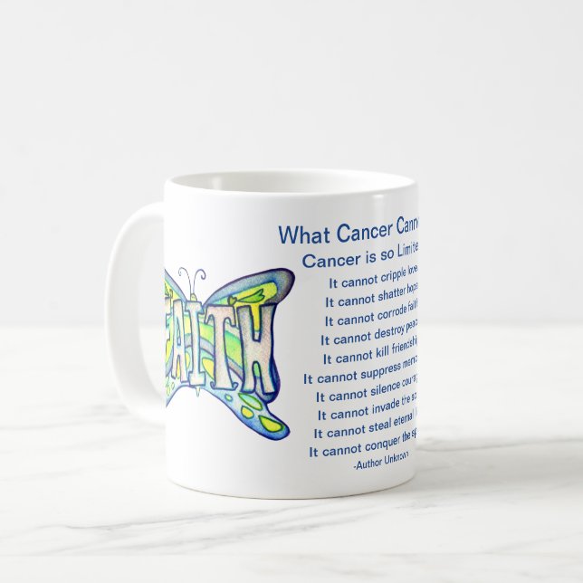 Was Krebs nicht tun kann Glauben Kaffee Tasse Cup? (Vorderseite Links)