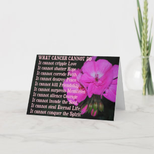 Was Krebs nicht tun kann Rosa Geranium Blume Karte