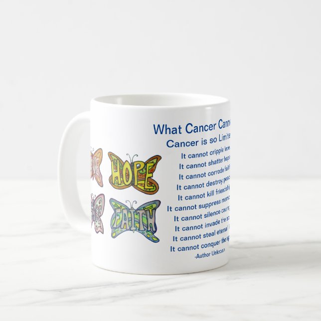 Was Krebs nicht tun kann, um Schmetterlingskaffee- Kaffeetasse (Vorderseite Links)