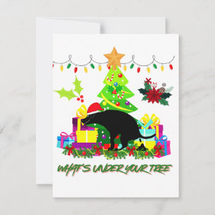 Was liegt unter deinem Baum? Retro-Feiertags-Hund Feiertagskarte