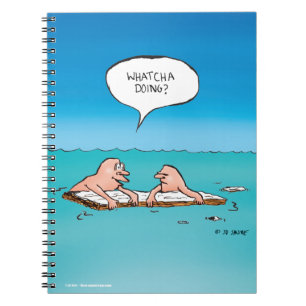 Was machst du? Lustige Schiffbruch-Cartoon Notizblock