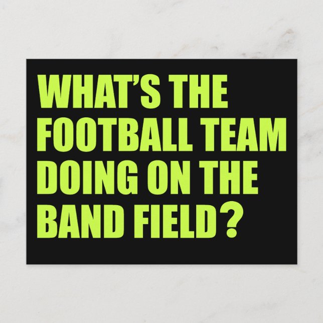 Was macht das Fußballteam? Spaß der Schulband Postkarte (Vorderseite)