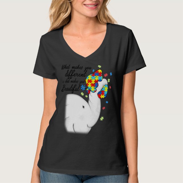 Was macht dich zu einer anderen Elefanten Autistis T-Shirt (Vorderseite)