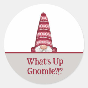 Was macht Gnomie-Textaufenthalt? Runder Aufkleber