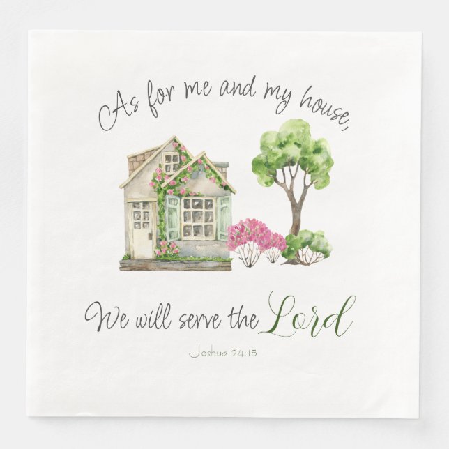 Was mich und meine Bibel-Verse betrifft Wasserfarb Serviette (Vorderseite)