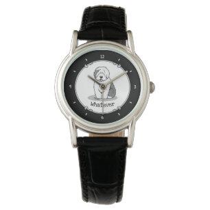 Was? Old English Sheepdog (Grau 1) Funny Armbanduhr