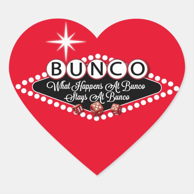 Was passiert bei Bunco Bleibe bei Bunco Fun Herz-Aufkleber (Vorderseite)