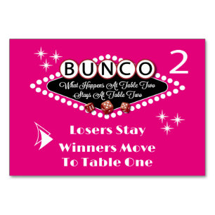 Was passiert bei Bunco Table Card #2? Tischnummer