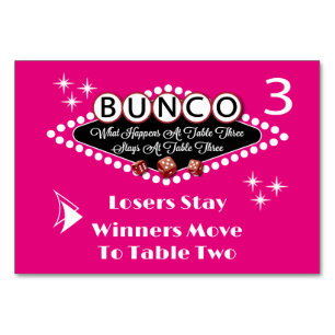 Was passiert bei der Bunco-Tischkarte Nr. 3 Tischnummer