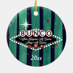 Was passiert im Bunco-Urlaubskreis? Keramik Ornament