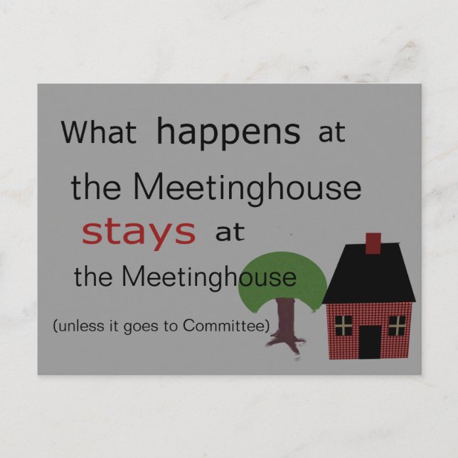 Was passiert im Meetinghouse? Postkarte (Vorderseite)