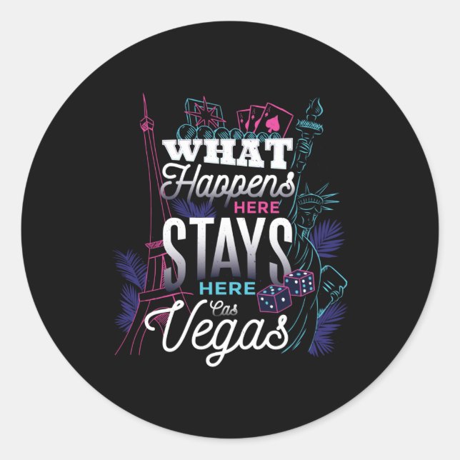 Was passiert in Las Vegas Funny Casino Runder Aufkleber (Vorderseite)