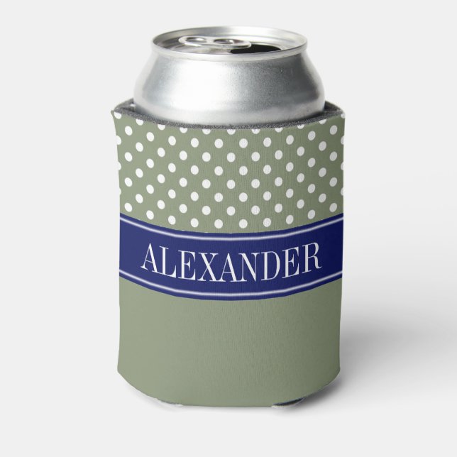 Was Polka Dot CB Navy Name Monogram Dosenkühler (Kanne Rückseite)