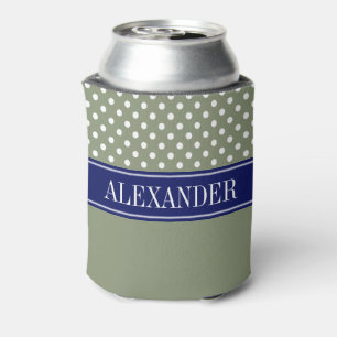 Was Polka Dot CB Navy Name Monogramm Dosenkühler