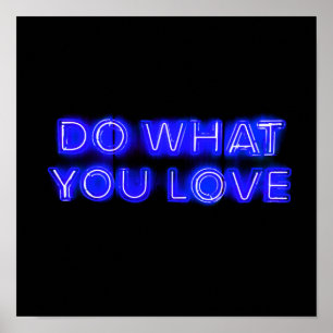 Was Sie LIEBE Blue Neon unterschreiben Poster