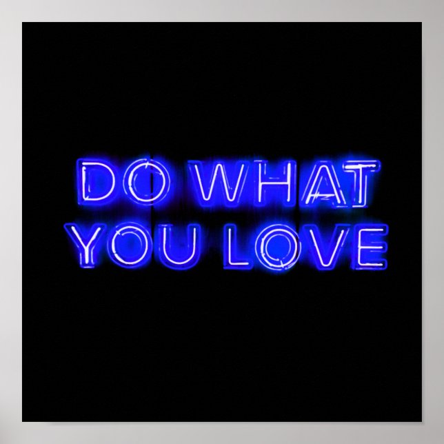 Was Sie LIEBE Blue Neon unterschreiben Poster (Vorne)