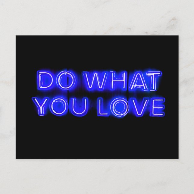 Was Sie LIEBE Blue Neon unterschreiben Postkarte (Vorderseite)