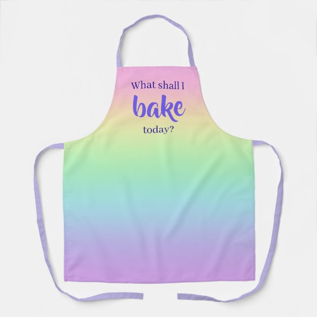 Was soll ich heute backen? Pastel Rainbow Schürze (Vorderseite)