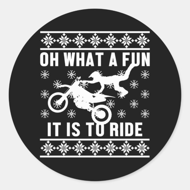 Was Spaß ist es, zu reiten hässliche Weihnachtsbik Runder Aufkleber (Vorderseite)