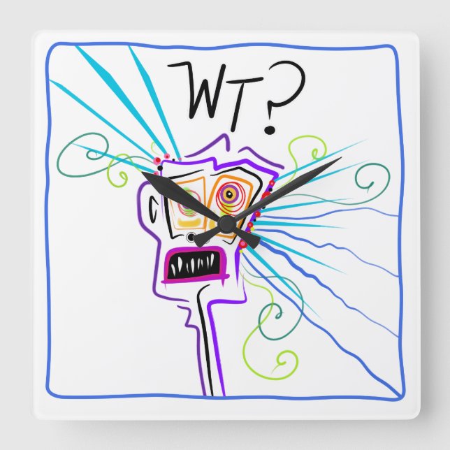 Was? WAS? EMOJI Meemogie Quadratische Wanduhr (Vorderseite)