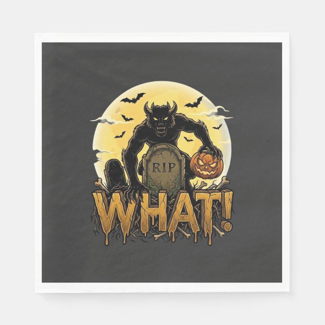 Was Werwolf-Kürbis-Grabstein Vollmond Serviette (Vorderseite)