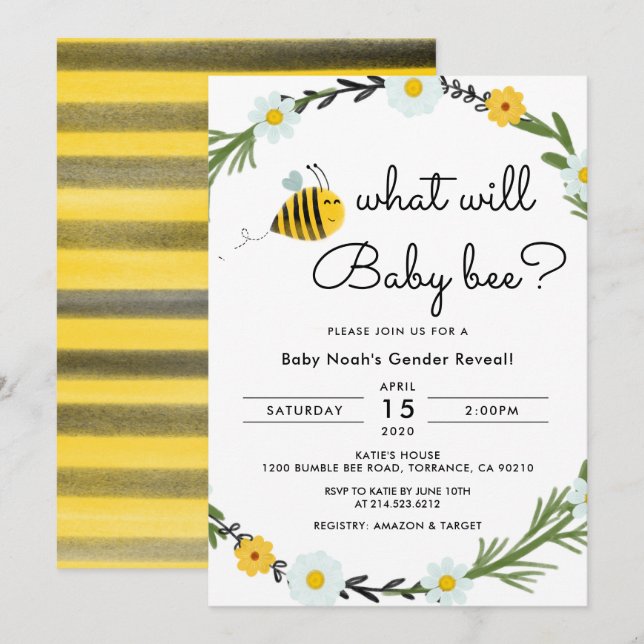 Was wird Baby Baby Shower Gender offenbaren? Einladung (Vorne/Hinten)