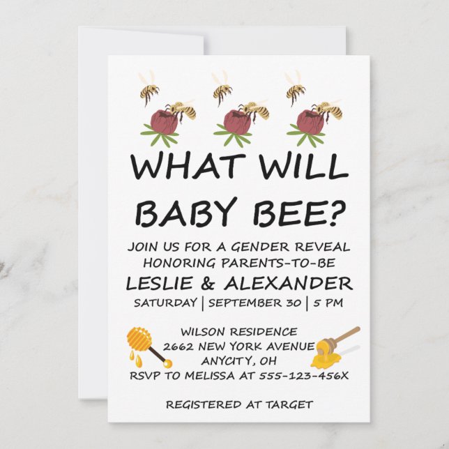 Was wird Baby Bee Geschlecht Enthüllung  Einladung (Vorderseite)