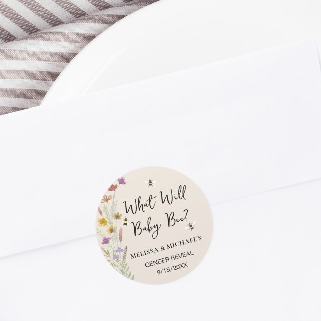 Was wird Baby Bee Geschlecht Enthüllung Runder Aufkleber (Von Creator hochgeladen)
