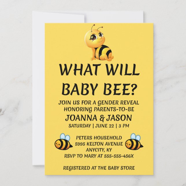 Was Wird Baby Bee Geschlechtsenthüllungsfeier Einl (Vorderseite)