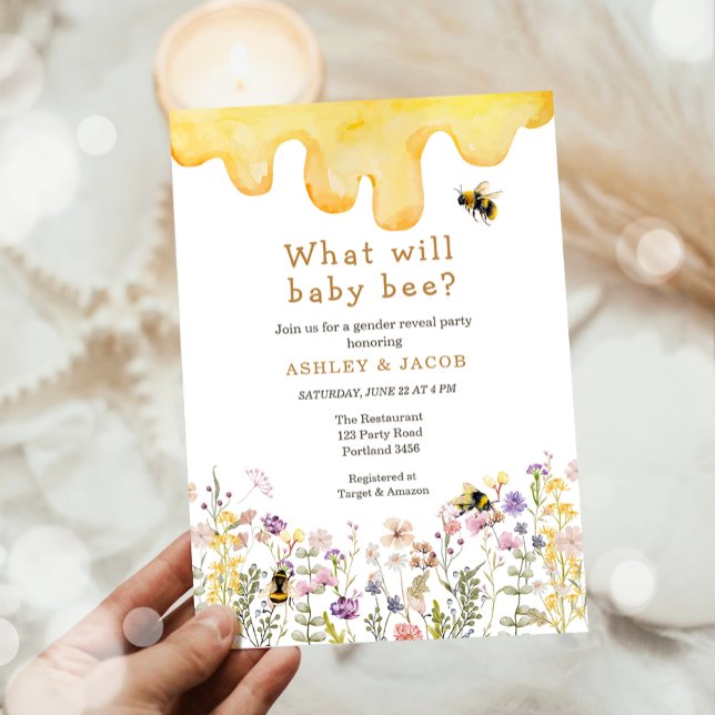 Was wird Baby Bee Wildblume Gender Reveal Einladung (Von Creator hochgeladen)