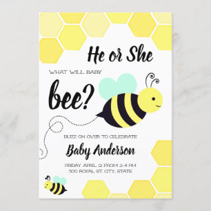 Was wird Baby Bee Yellow und Mint Gender Reveal Einladung